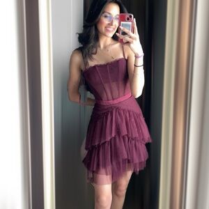 Elegant Burgundy Strapless Dress